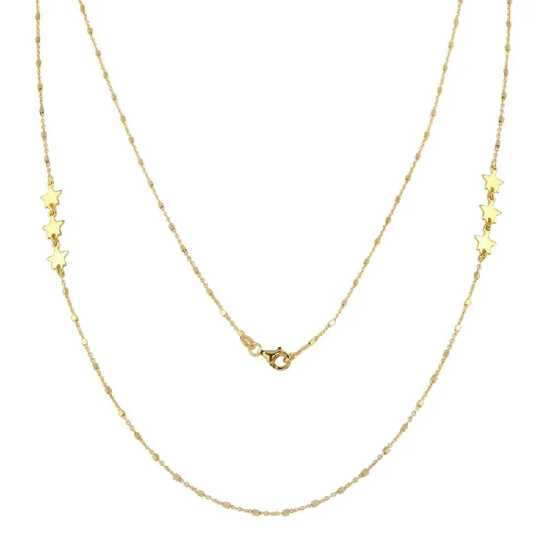 Elegant necklaces and pendants with gold chains for a chic, timeless appearance-Gold Plated 925 Sterling Silver Alternating Stars Chain Necklace - ECN00036GP