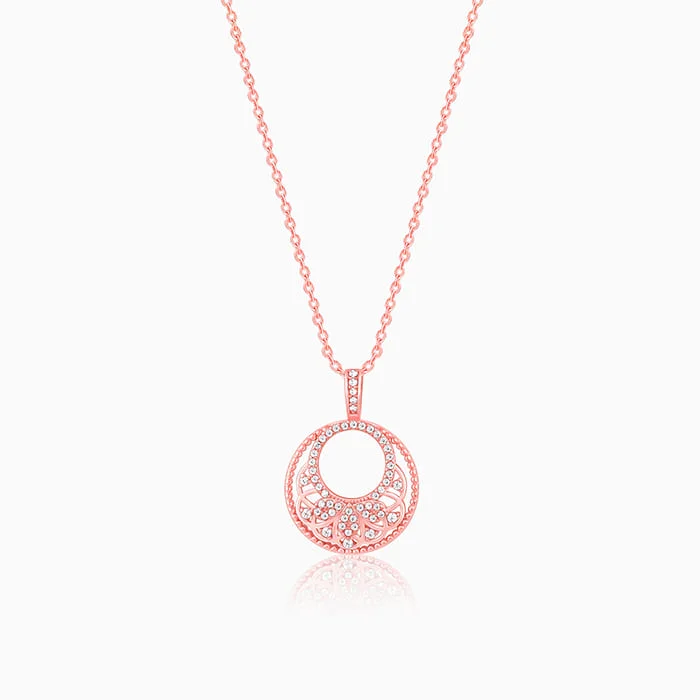 Necklaces and pendants with matching rings for a coordinated set of jewelry-Rose Gold Crescent Affair Pendant With Link Chain