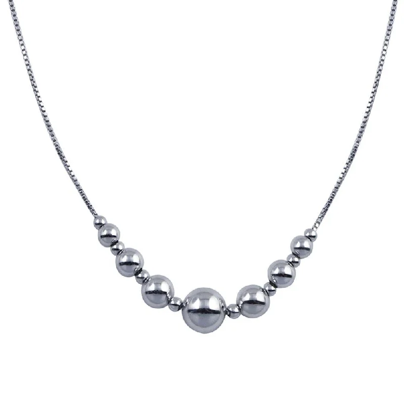 Stunning necklaces and pendants with amethyst gemstones for a calming effect-Rhodium Plated 925 Sterling Silver 15 Beads Necklace - SOP00089