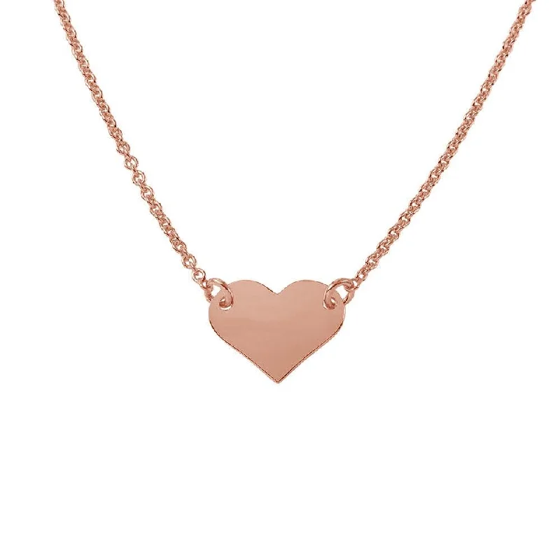 Beautiful necklaces and pendants with diamond-encrusted designs for maximum sparkle-Rose Gold Plated 925 Sterling Silver High Polished Heart Necklace - DIN00044RGP