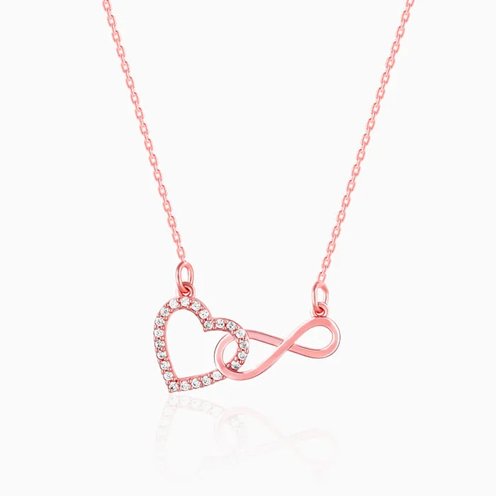 Necklaces and pendants with love knot designs for a romantic, meaningful symbol-Rose Gold Sparkling Infinity Pendant with Link Chain