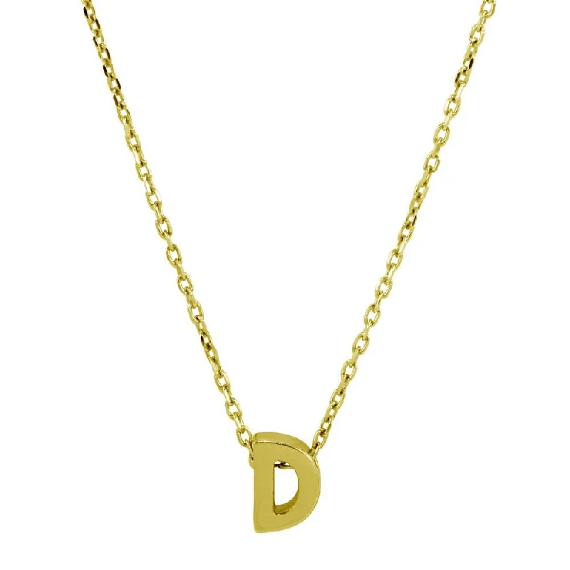 Best necklaces and pendants with zodiac signs for a celestial, astrology-inspired vibe-Gold Plated 925 Sterling Silver Small Initial D Necklace - JCP00001GP-D