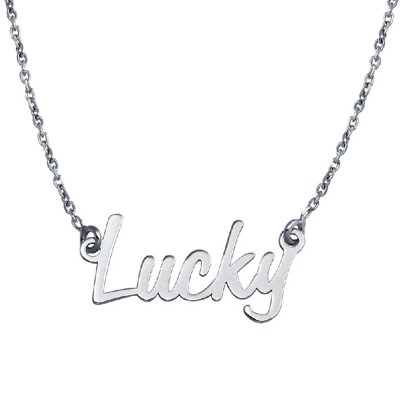 Best necklaces and pendants with intertwined designs for a symbol of unity-Rhodium Plated 925 Sterling Silver Lucky Pendant Necklace - SOP00116