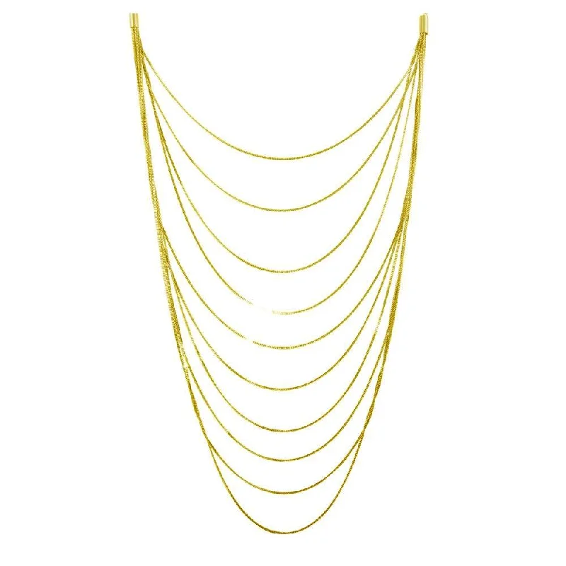 Unique necklaces and pendants with custom birthstone arrangements for personalization-Gold Plated 925 Sterling Silver Multiple Chain Necklace - ECN00031GP