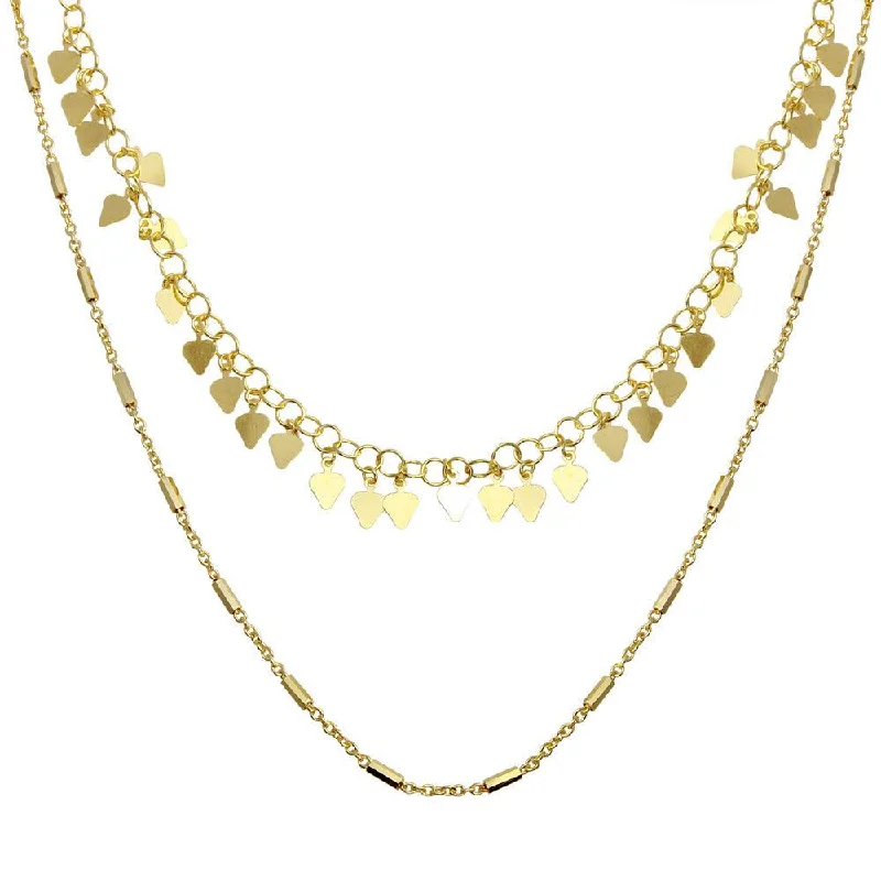 Best necklaces and pendants with floral designs for a feminine and elegant feel-Gold Plated 925 Sterling Silver Double Chain Confetti Necklace - ECN00047GP