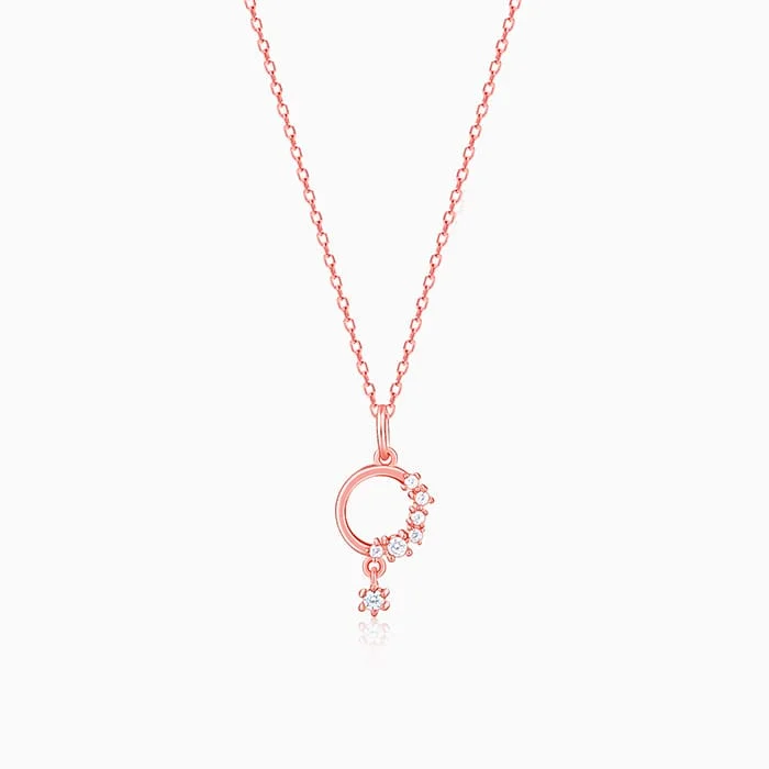 Best necklaces and pendants with zodiac signs for a celestial, astrology-inspired vibe-Rose Gold Circular Drop Pendant With Link Chain