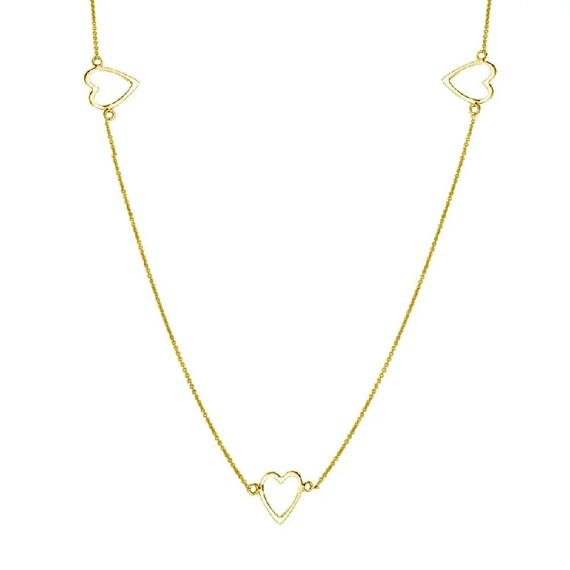 Layered necklaces and pendants for a trendy and fashionable stacked look-Gold Plated 925 Sterling Silver 5 Open Heart Necklace - DIN00018GP