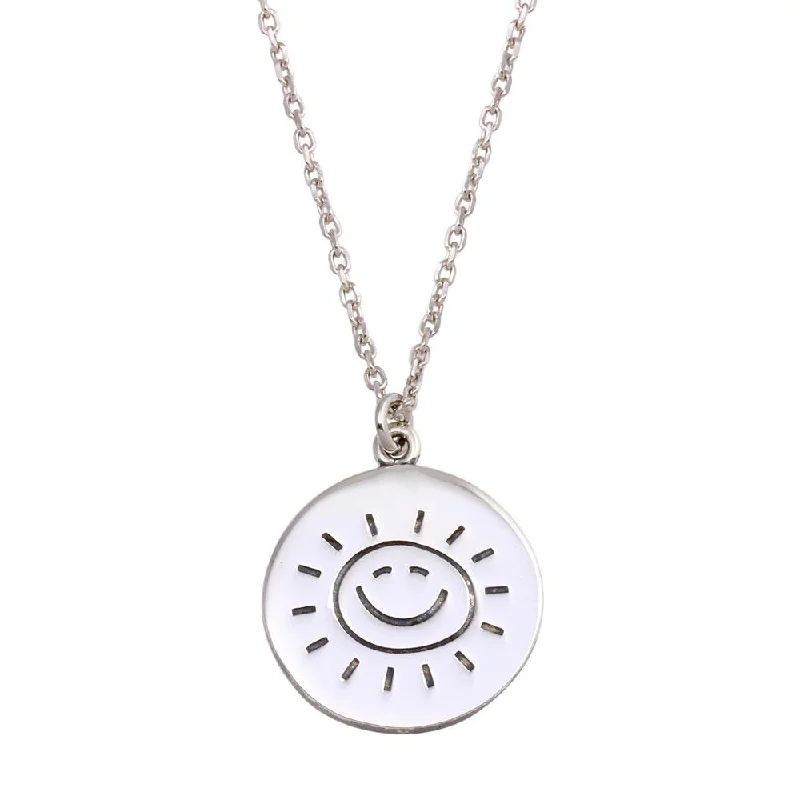 Best necklaces and pendants with cross pendants for a spiritual, meaningful symbol-Rhodium Plated 925 Sterling Silver Disc Sun Word Necklace - SOP00130