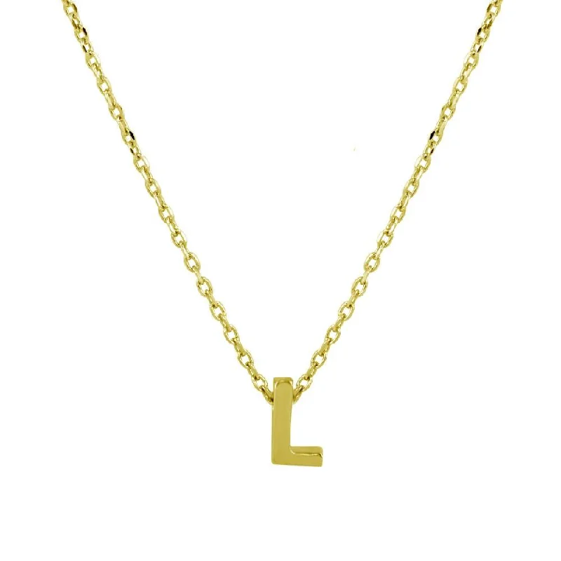 Stunning necklaces and pendants with sapphire gemstones for a luxurious blue hue-Gold Plated 925 Sterling Silver Small Initial L Necklace - JCP00001GP-L