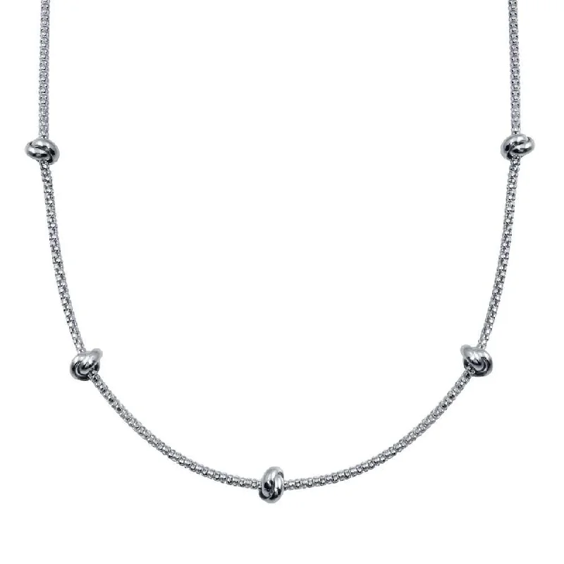 Beautiful necklaces and pendants with moonstone for an ethereal, mystical appearance-Rhodium Plated 925 Sterling Silver Correana 5 Knot Charm Necklace - ITN00147-RH