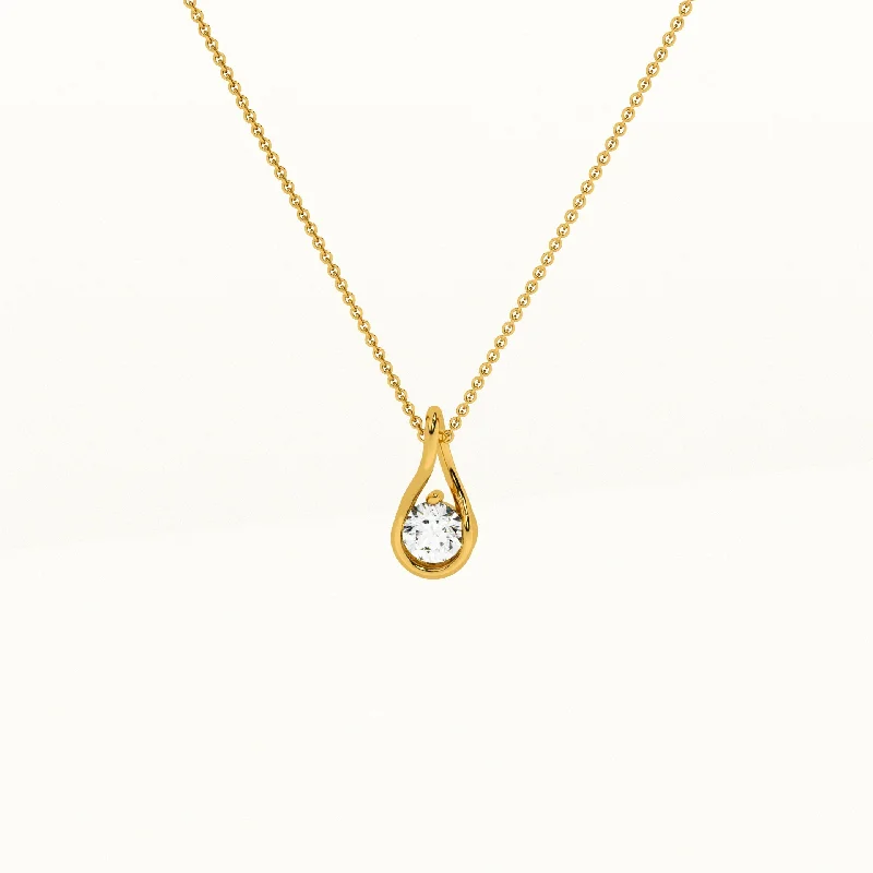 Best necklaces and pendants with crystal accents for a sparkling and elegant style-Drop Solitaire 14k Gold and Diamond Pendant without Chain