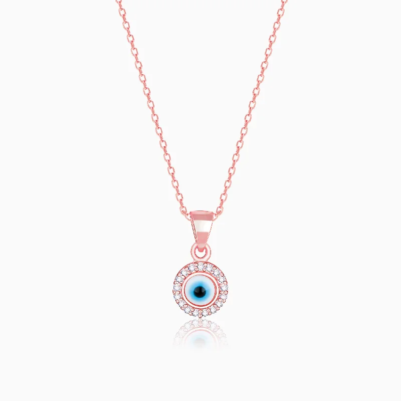 Elegant necklaces and pendants with diamond accents for added sparkle-Rose Gold Studded Evil Eye Pendant