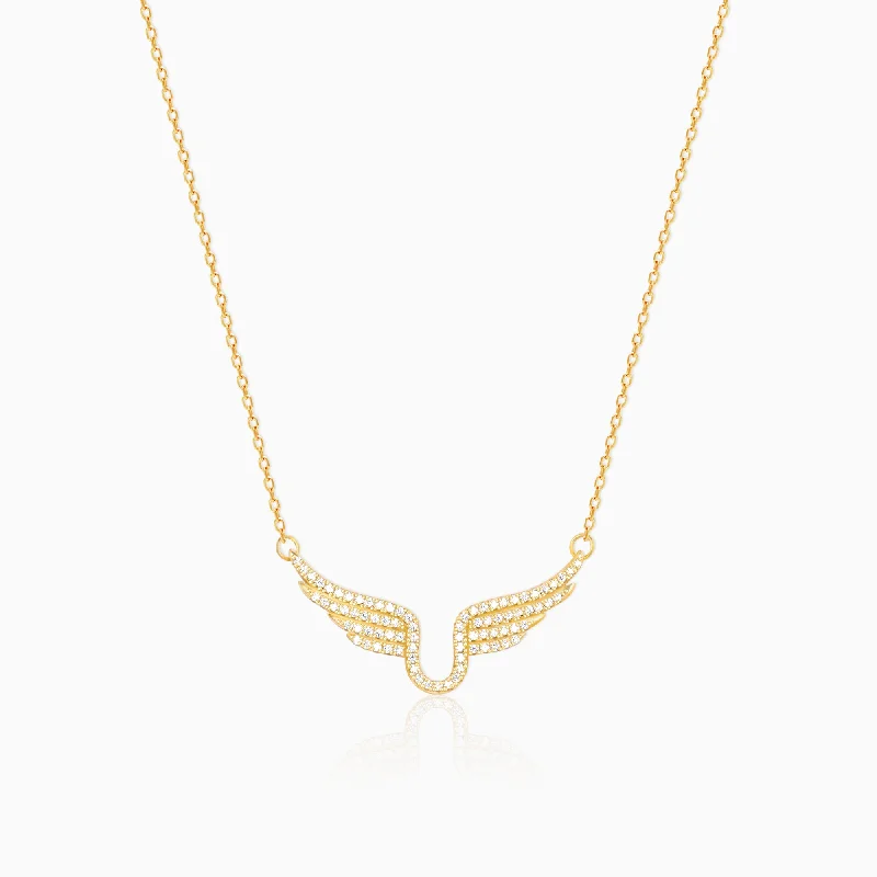 Necklaces and pendants with infinity love symbols for an eternal, romantic gesture-Golden Studded Fluttering Necklace