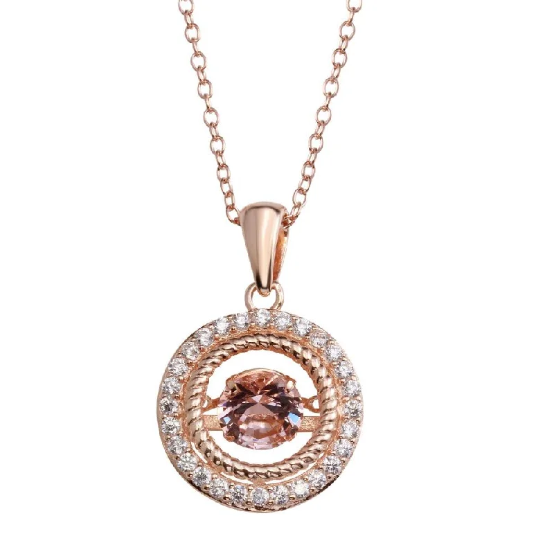 Personalized necklaces and pendants with initials for a customized and meaningful gift-Rose Gold Plated 925 Sterling Silver Open Pendant Necklace with Dancing CZ - STP01660RGP