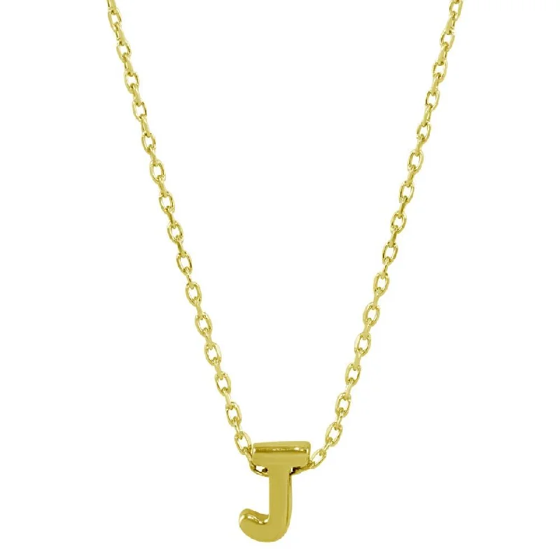 Personalized necklaces and pendants with initials for a customized and meaningful gift-Gold Plated 925 Sterling Silver Small Initial J Necklace - JCP00001GP-J