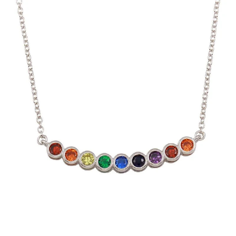 Best necklaces and pendants with art deco elements for a vintage, glamorous design-Rhodium Plated 925 Sterling Silver Rainbow CZ Pendant Necklace - BGP01302