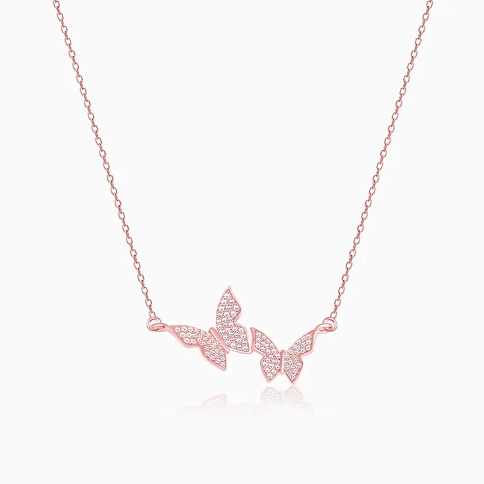 Best necklaces and pendants with vintage lockets for a nostalgic, sentimental look-Rose Gold Wavering Wings Necklace