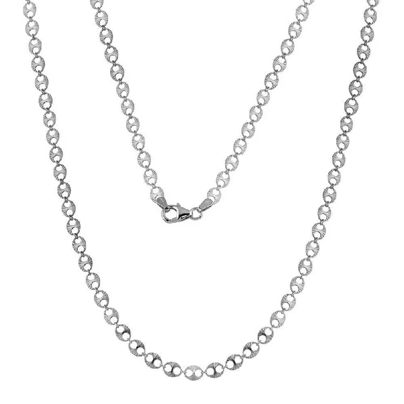 Unique necklaces and pendants with vintage-inspired designs for timeless appeal-Rhodium Plated 925 Sterling Silver Double Hole Link Necklace - ECN00039RH