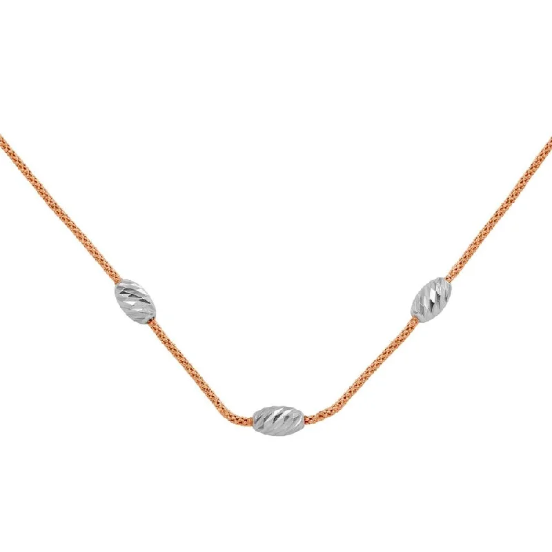 Best necklaces and pendants with vintage lockets for a nostalgic, sentimental look-Rose Gold Plated 925 Sterling Silver Three Bead Necklace - ECN00004RGP