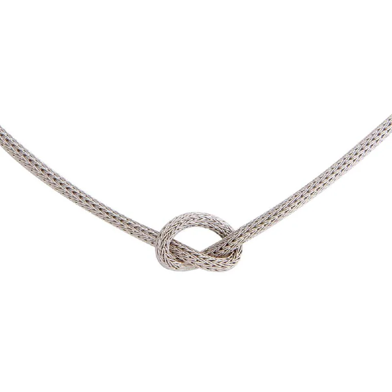 Best necklaces and pendants with intertwined designs for a symbol of unity-Rhodium Plated 925 Sterling Silver Knotted Necklace - ARN00052RH