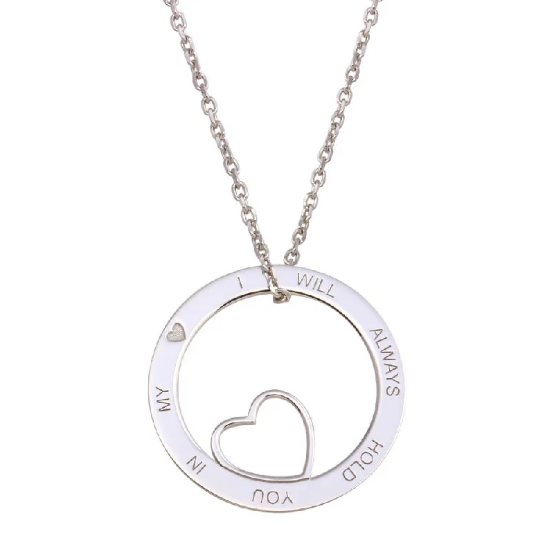 Best necklaces and pendants with layered designs for a chic, stacked look-Rhodium Plated 925 Sterling Silver Open Disc Heart Necklace - SOP00119