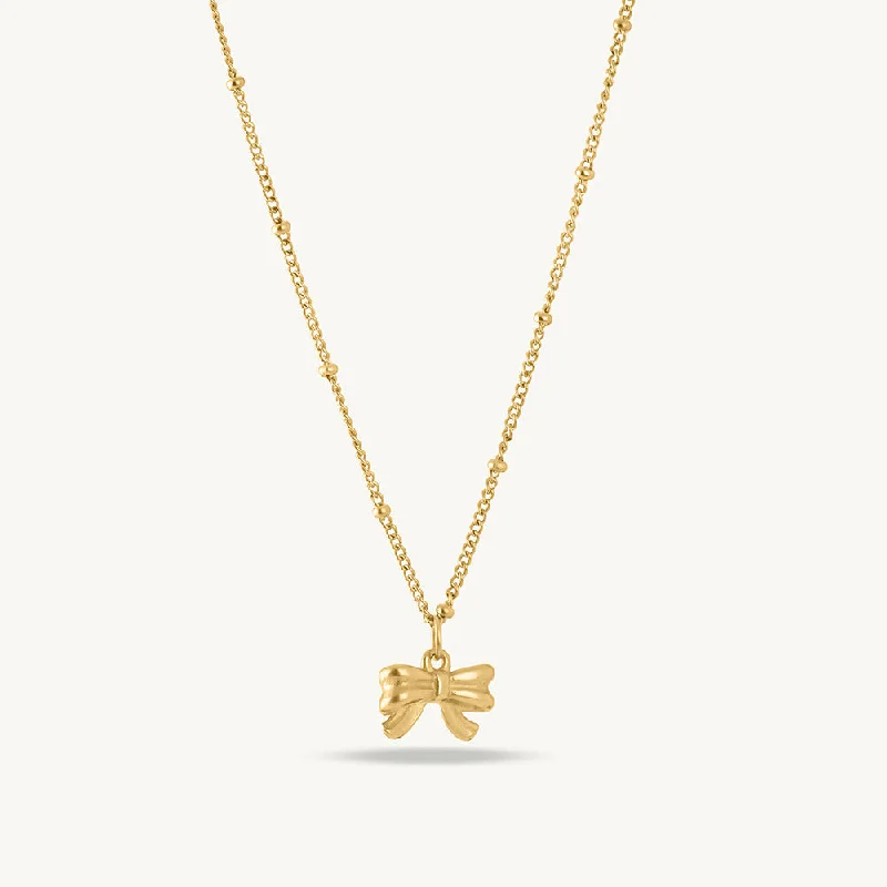 Elegant necklaces and pendants with gold chains for a chic, timeless appearance-Ribbon Pendant Necklace