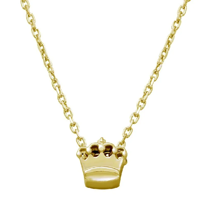 Beautiful necklaces and pendants with natural stones for an earthy, organic vibe-Gold Plated 925 Sterling Silver Mini Crown Pendant Necklace - JCP00003GP