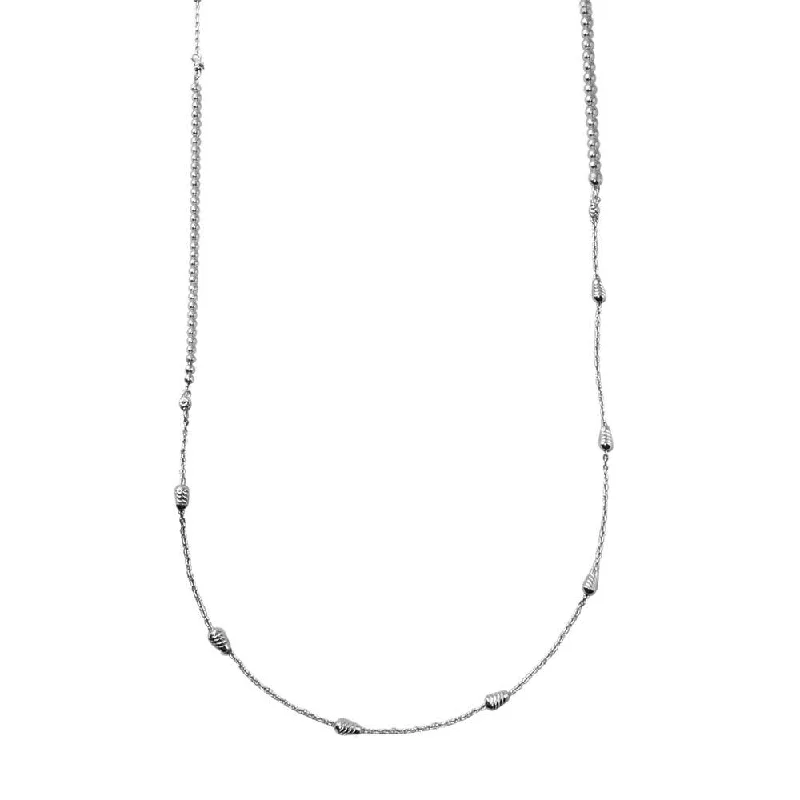 Stunning necklaces and pendants with turquoise and gold for a vibrant, earthy look-Rhodium Plated 925 Sterling Silver 34 Inches Chain Beaded Necklace - ECN00058RH