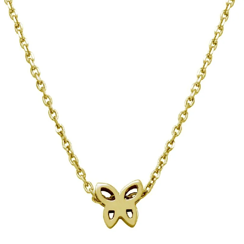 Necklaces and pendants with abstract shapes for a modern, creative appearance-Gold Plated 925 Sterling Silver Mini Butterfly Pendant Necklace - JCP00004GP