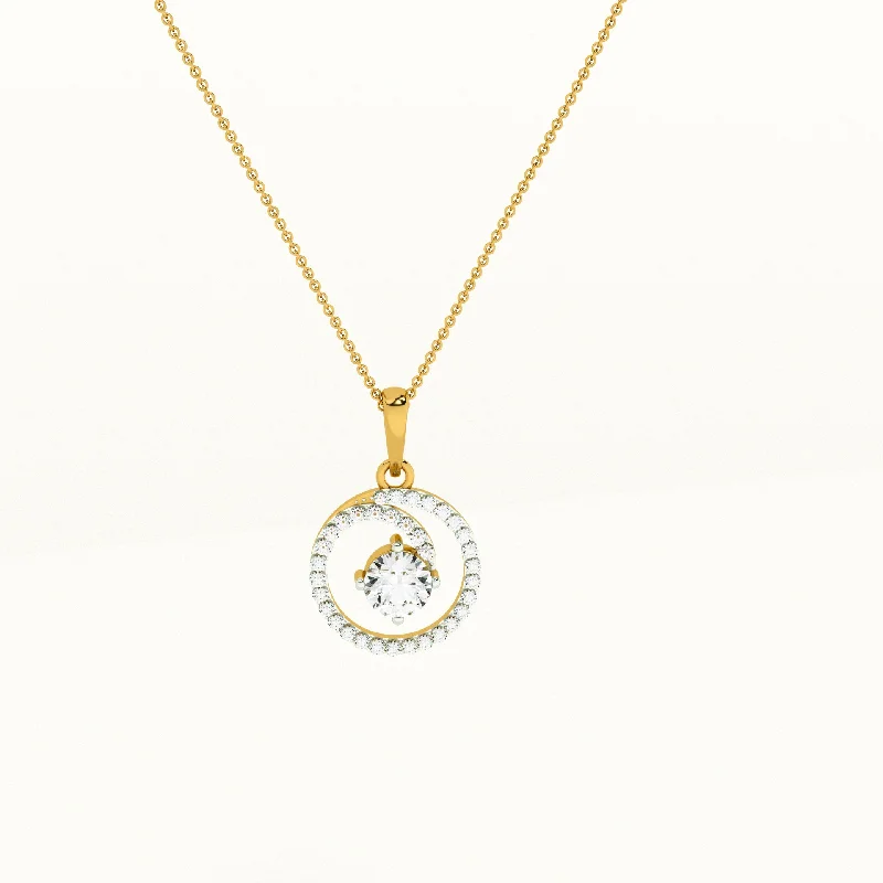 Trendy necklaces and pendants with geometric shapes for a modern aesthetic-Eternal Circle 14k Gold and Diamond Pendant without Chain