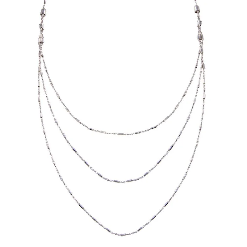 Best necklaces and pendants with statement designs for a fashionable accessory-Rhodium Plated 925 Sterling Silver Multi Chain Bar Necklace - ECN00068RH