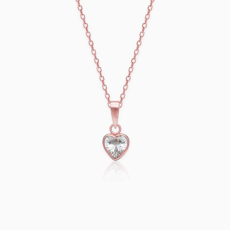 Best necklaces and pendants with infinity hearts for a romantic, eternal symbol-Rose Gold Crystal Heart Pendant With Link Chain