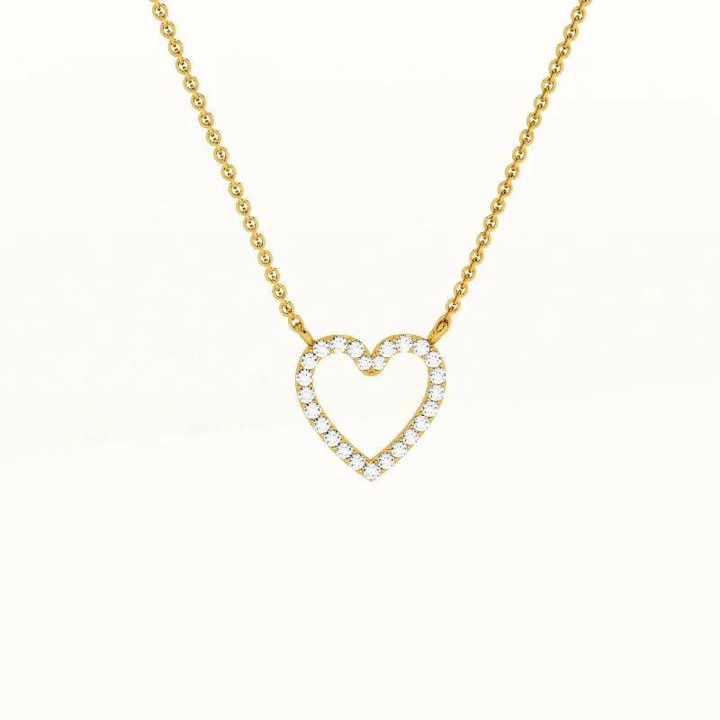 Stylish necklaces and pendants with diamonds for a glamorous and elegant look-Pure Heart 14k Gold and Diamond Pendant with Chain