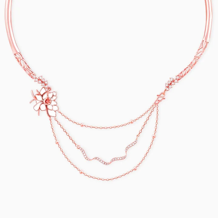 Simple necklaces and pendants with bar pendants for a sleek modern design-Rose Gold Brahma Kamal Statement Necklace