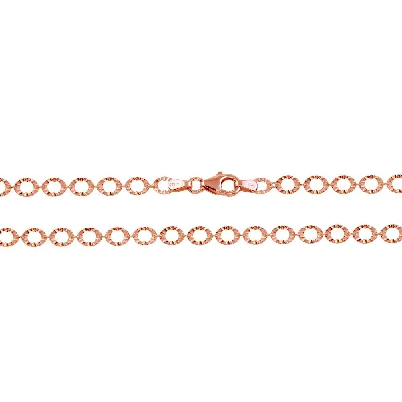 Stylish necklaces and pendants with diamonds for a glamorous and elegant look-Rose Gold Plated 925 Sterling Silver Link Chain Necklace - ECN00040RGP