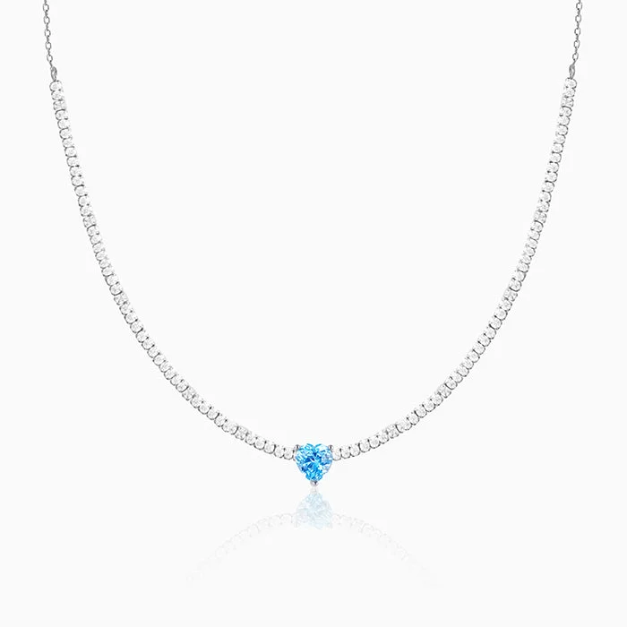 Best necklaces and pendants with emerald gemstones for a rich, sophisticated design-Silver Blue Heart Choker Necklace