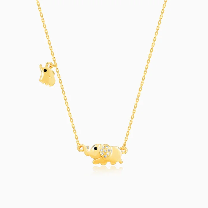 Trendy necklaces and pendants with geometric shapes for a modern aesthetic-Anushka Sharma Golden Elephant Charm Necklace