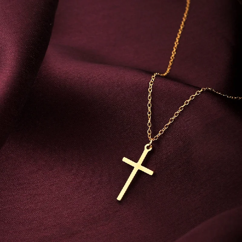 Stylish necklaces and pendants with diamonds for a glamorous and elegant look-Golden Cross Necklace