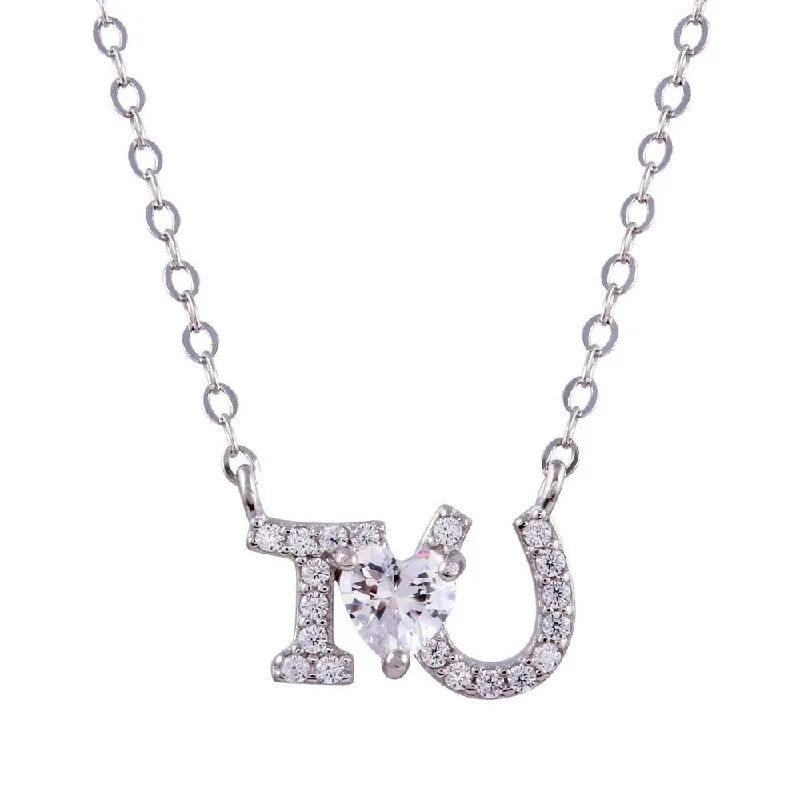 Beautiful necklaces and pendants with moon and star charms for a dreamy effect-Rhodium Plated 925 Sterling Silver I Heart U Necklace - STP01762