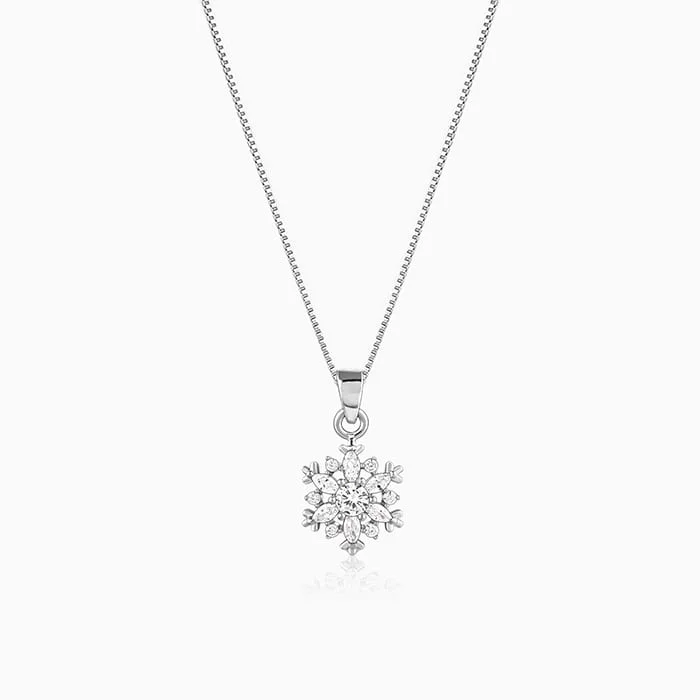 Best necklaces and pendants with personalized coordinates for a special keepsake-Silver Snowflake Pendant With Box Chain