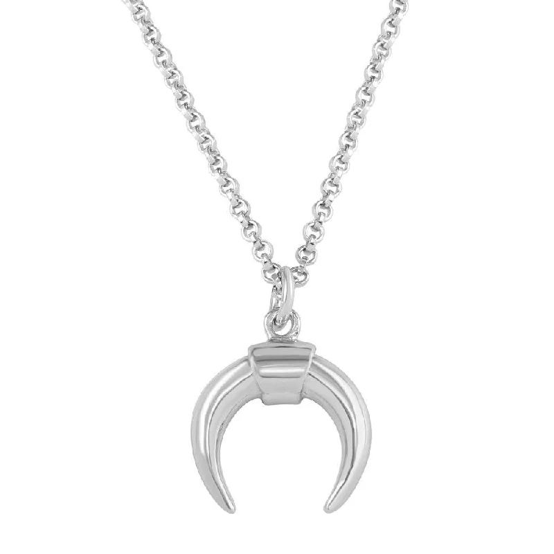 Best necklaces and pendants with cubic zirconia for a budget-friendly dazzling effect-Rhodium Plated 925 Sterling Silver Crescent Necklace - ARN00046RH