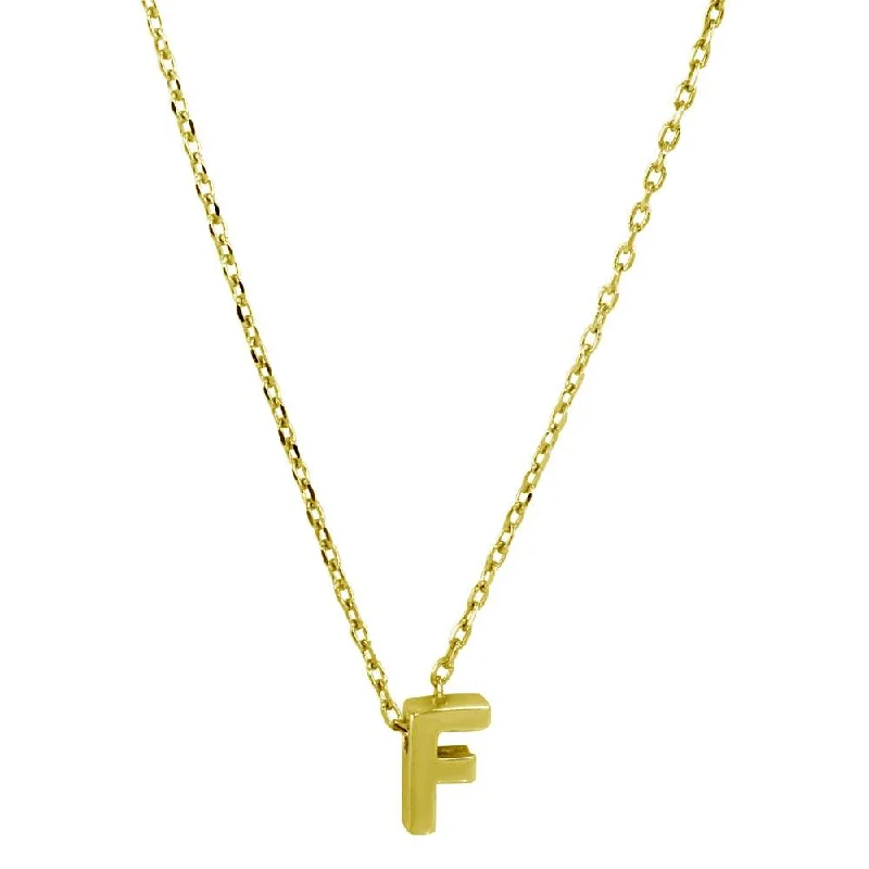 Beautiful necklaces and pendants with moonstone for an ethereal, mystical appearance-Gold Plated 925 Sterling Silver Small Initial F Necklace - JCP00001GP-F