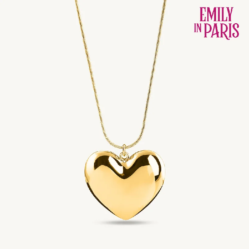 Stunning necklaces and pendants with ruby and diamond combinations for a luxurious effect-Golden Heart Charm Chain Necklace