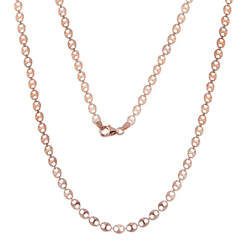 Best necklaces and pendants with turquoise stones for a vibrant boho-chic look-Rose Gold Plated 925 Sterling Silver Double Hole Link Necklace - ECN00039RGP