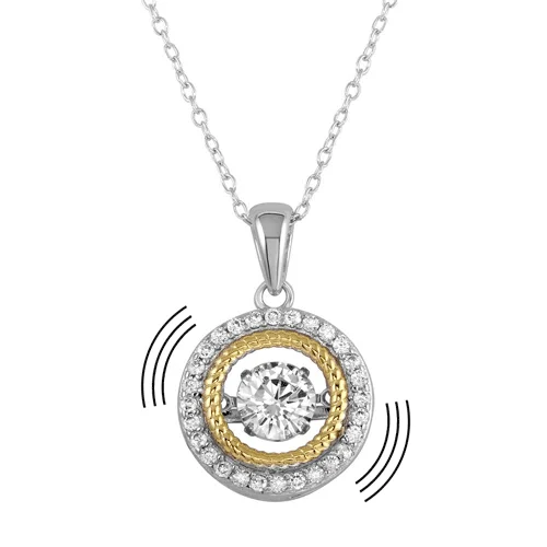 Best necklaces and pendants with floral designs for a feminine and elegant feel-Rhodium Plated 925 Sterling Silver Open Pendant Necklace with Dancing CZ - STP01660