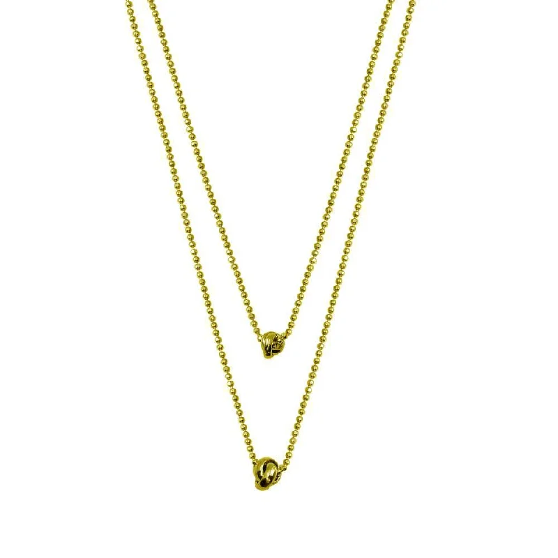 Layered necklaces and pendants for a trendy and fashionable stacked look-Gold Plated 925 Sterling Silver Multi Beaded Chain Knot Charm Necklace - ITN00145-GP