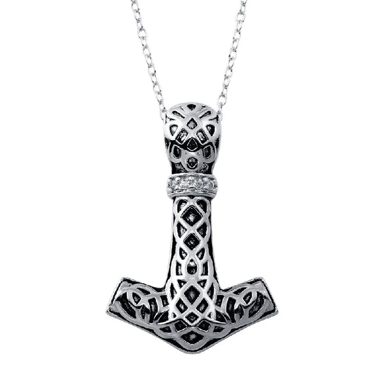 Stunning necklaces and pendants with turquoise and gold for a vibrant, earthy look-Rhodium Plated 925 Sterling Silver Celtic Design CZ Anchor Necklace - BGP01350