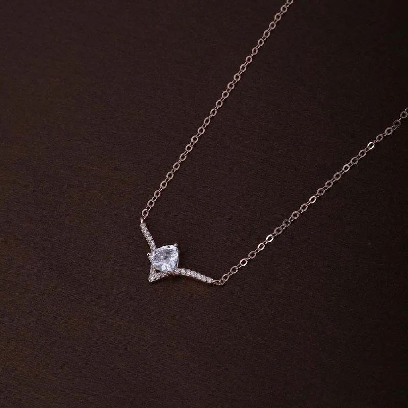 Necklaces and pendants with clear quartz for a pure and radiant look-Vow Solitaire Necklace | Rose Gold