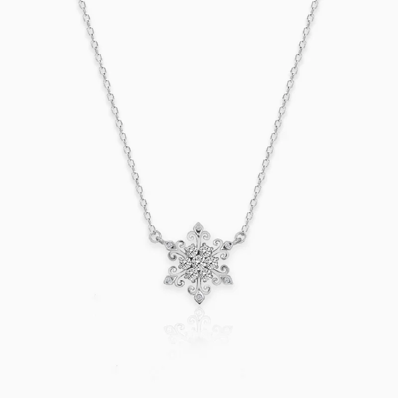 Best necklaces and pendants with intertwined designs for a symbol of unity-Silver Snowflake Necklace