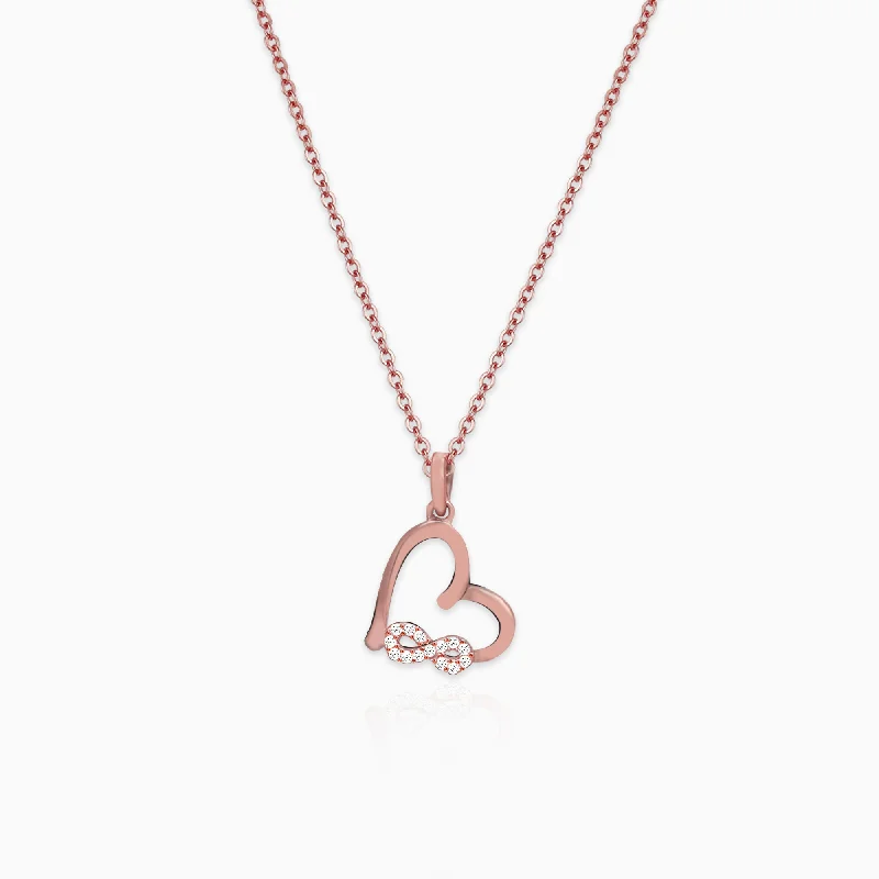 Unique necklaces and pendants with custom birthstone arrangements for personalization-Rose Gold Infinity Heart Pendant with Link Chain